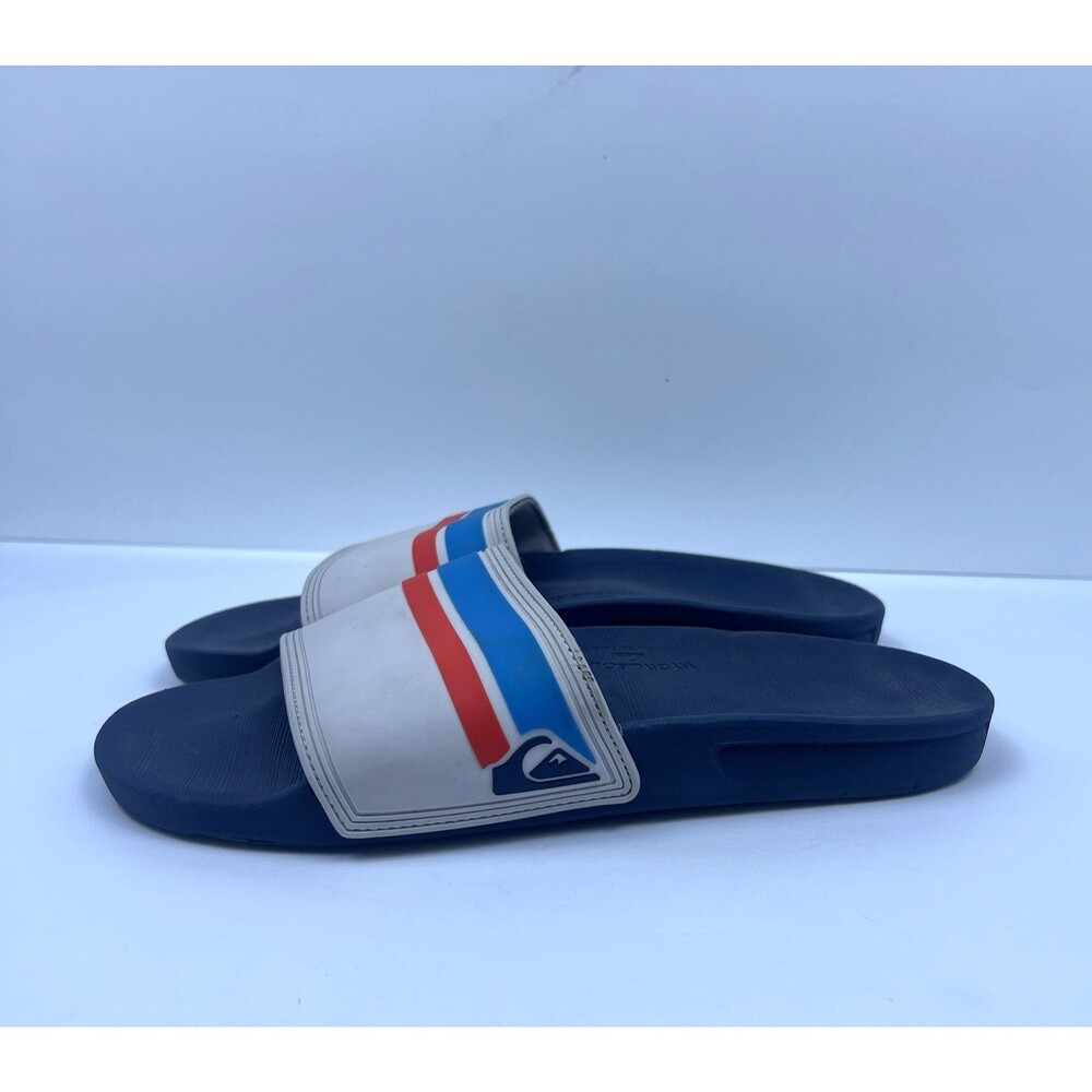 Quiksilver Men's Slide Sandals Blue Red Grey Hydrobound Recovery Size 10/11